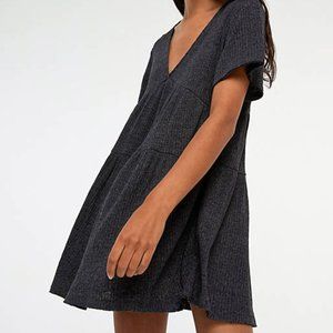 Pull&Bear V Neck Mini Smock Dress Gray